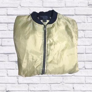 Thin champagne sheer bomber jacket.